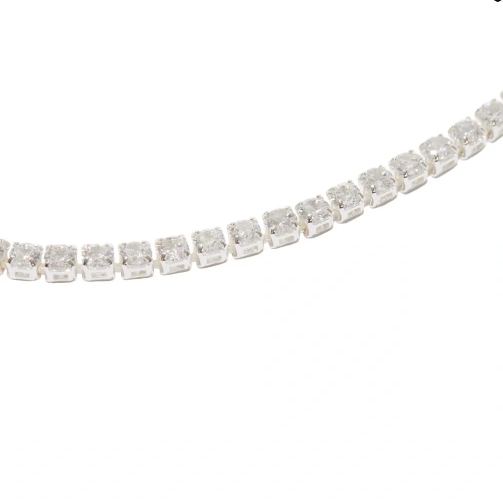 THE PRONG-SET TENNIS NECKLACE- SILVER - Picture 2 of 5